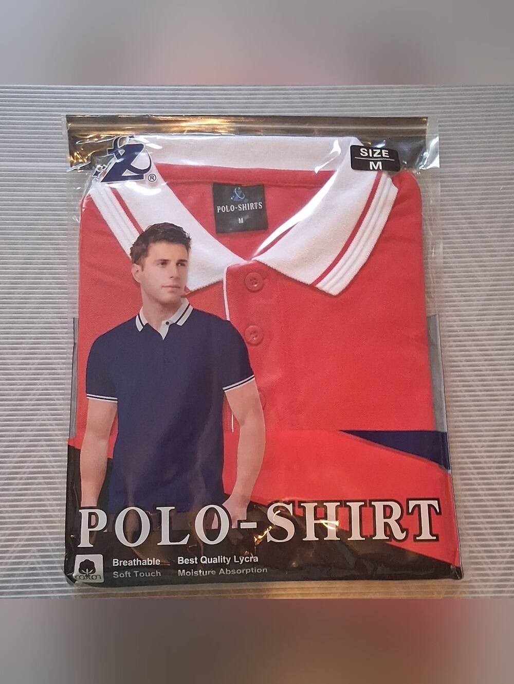 Classic Red Polo Shirt with White Collar Trim